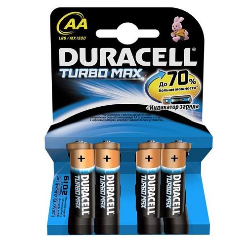 Фотография товара Набор алкалиновых батареек "Duracell Turbo Max", тип:AA/4 шт