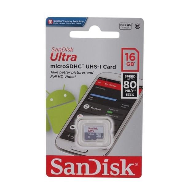 Фотография товара Карта памяти microSDHC 16GB SanDisk Ultra Class 10