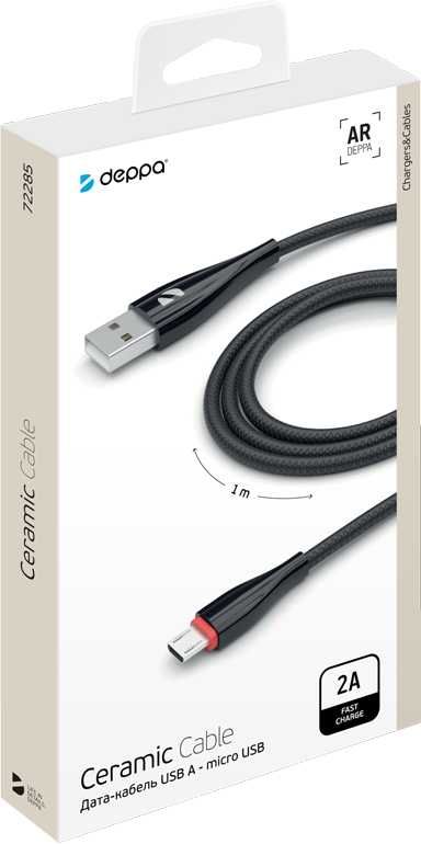 Фотография товара Кабель Deppa (72285) Micro USB Ceramic черный, 1 м